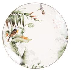 Clayre & Eef Porcelánový jídelní talíř TROPICAL BIRDS TRBFP