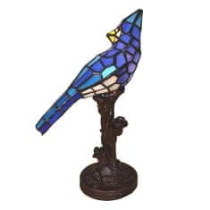 Clayre & Eef Dekorativní stolní lampa Tiffany BIRD 5LL-6102BL