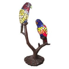 Clayre & Eef Dekorativní stolní lampa Tiffany TWO PARROTS 5LL-6017