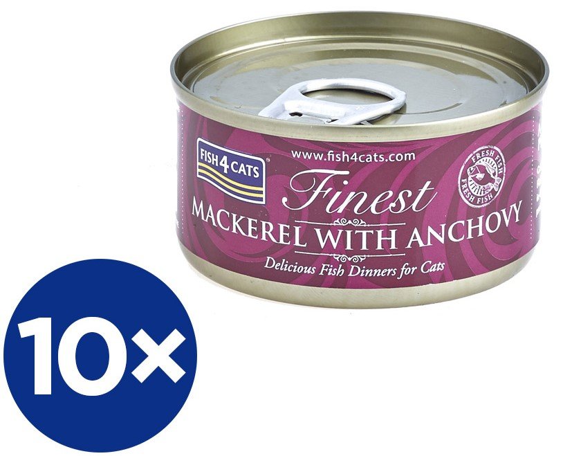 Fish4Cats konzerva pro kočky Finest makrela se sardinkami 10×70 g