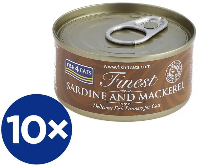 Fish4Cats konzerva pro kočky Finest sardinka s makrelou 10×70 g