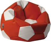 Artspect Sedací pytel - Euroball 90x90x55cm - koženka oranžová/bílá