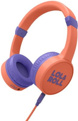 rozkošná dětská sluchátka energy sistem lolroll headphones kabelové připojení mikrofon handsfree 40mm měniče omezená hlasitost na 85 db bezpečný poslech pohodlná
