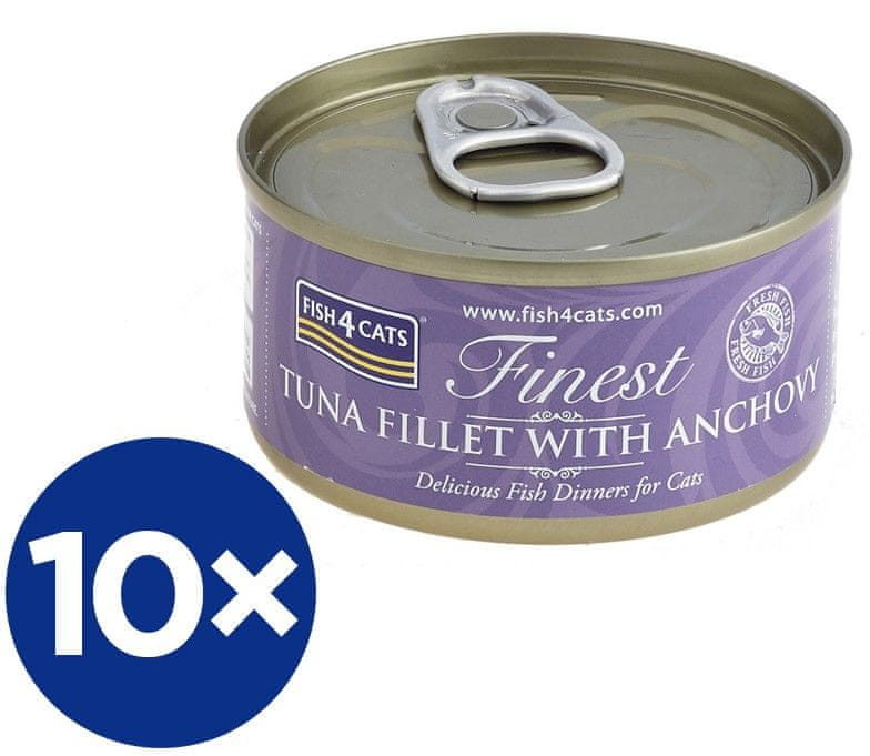 Fish4Cats konzerva pro kočky Finest tuňák se ančovičkami 10×70 g