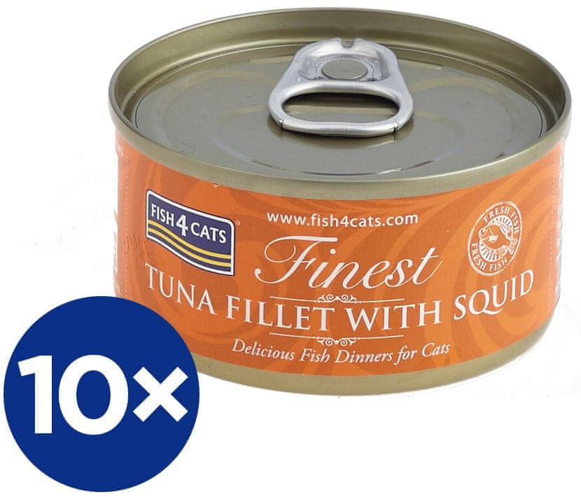 Fish4Cats konzerva pro kočky Finest tuňák s olihním 10×70 g