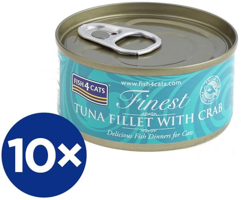 Fish4Cats konzerva pro kočky Finest tuňák s krabem 10×70 g