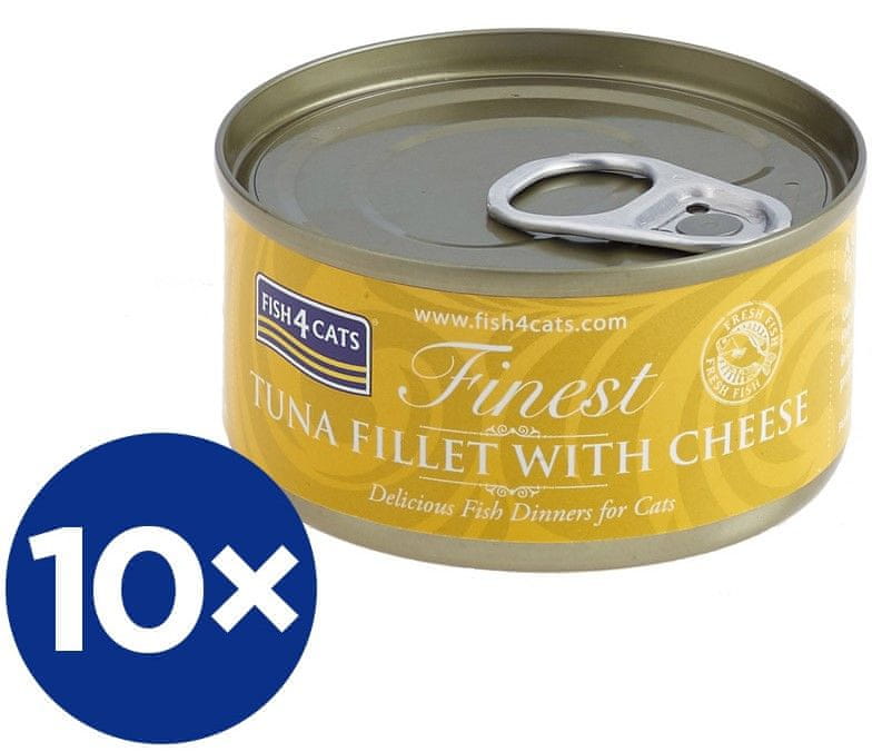 Fish4Cats konzerva pro kočky Finest tuňák se sýrem 10×70 g