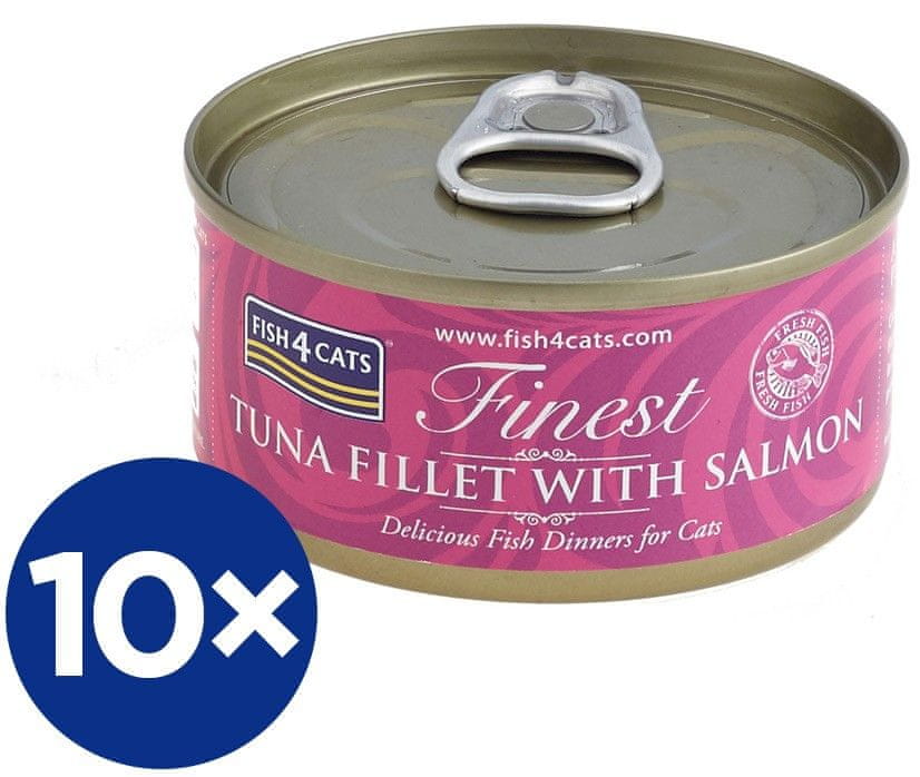Fish4Cats konzerva pro kočky Finest tuňák s lososem 10×70 g