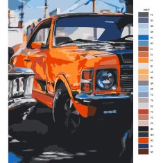 Malujsi Malování podle čísel - Auto v oranžové - 30x40 cm, bez dřevěného rámu