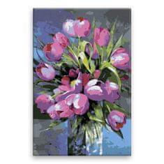 Malujsi Malování podle čísel - Fialové tulipány - 80x120 cm, bez dřevěného rámu
