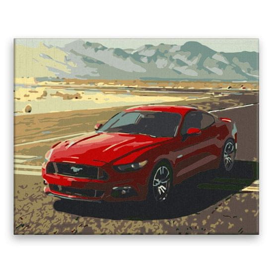 Malujsi Malování podle čísel - Červený Mustang - 50x40 cm, bez dřevěného rámu