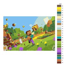 Malování podle čísel - Minecraft - 60x40 cm, plátno vypnuté na rám