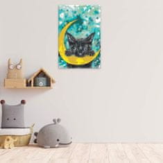 Malujsi Malování podle čísel - Kočka a měsíc - 40x60 cm, bez dřevěného rámu