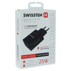 SWISSTEN Swissten Síťový Adaptér Pd 25W Pro Iphone A Samsung Černý 8595217475946