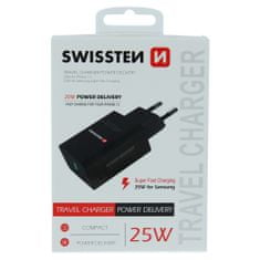 SWISSTEN Swissten Síťový Adaptér Pd 25W Pro Iphone A Samsung Černý 8595217475946