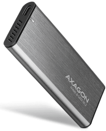 externí box Axagon EEM2-SG2 RAW box stříbrná 10 Gb/s gigabit za sekundu hliník tělo chlazení USB-C 3.2 Gen 2 rychlost spolehlivost kompatibilita Windows Android