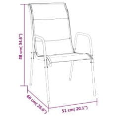 Vidaxl Zahradní židle 2 ks ocel a textilen černé