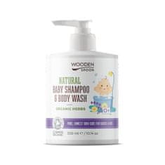 WoodenSpoon Dětský sprchový gel a šampon na vlasy 2v1 s bylinkami WoodenSpoon 300 ml