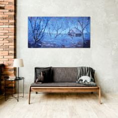 COLORAY.CZ Obraz na skle Abstrakce zimní sníh stromy 100x50 cm