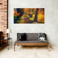 COLORAY.CZ Obraz na skle Strom cesta listy podzim 100x50 cm