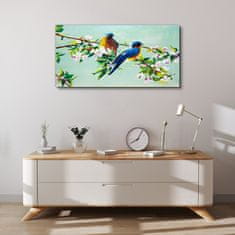 COLORAY.CZ Obraz na plátně Větve listů květin Ptáci 100x50 cm