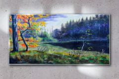 COLORAY.CZ Obraz na skle Abstrakce strom jezero 100x50 cm