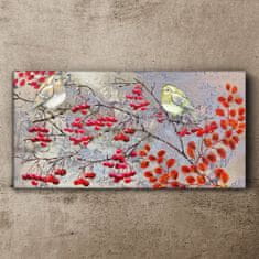 COLORAY.CZ Obraz na plátně Větve ovoce listy ptáků 100x50 cm