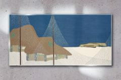 COLORAY.CZ Obraz na skle Abstrakce Snow Cottage Sky 100x50 cm