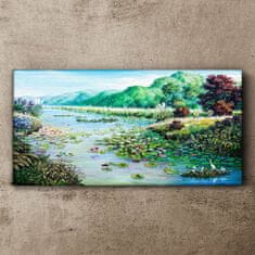 COLORAY.CZ Obraz na plátně Řeka květy květy kopce 120x60 cm