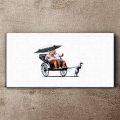 COLORAY.CZ Obraz na plátně Rickshaw Banksy White 100x50 cm