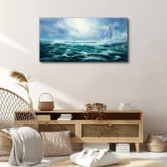 COLORAY.CZ Obraz na plátně Storm vlny Lighthouse 100x50 cm