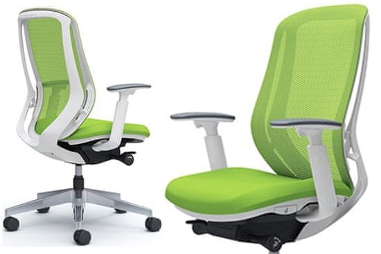 OKAMURA SYLPHY kancelářská židle Limetkově zelená Plast bílý