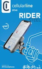CellularLine univerzální hliníkový držák mobilního telefonu na řidítka Rider Steel, černá
