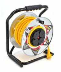 Kovový navíjecí prodlužovací kabel Heavy Duty žlutý 40M 3X2,5 Mm 16A / 3680W / Ip44 neoprenový
