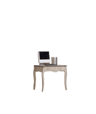 Amoletto Import Zdobený stylový psací stůl v barvě antické slonové kosti a s hnědým okrajem