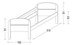 Gazel BERGHEN dřevěná postel 90 - Pečovatelské lůžko