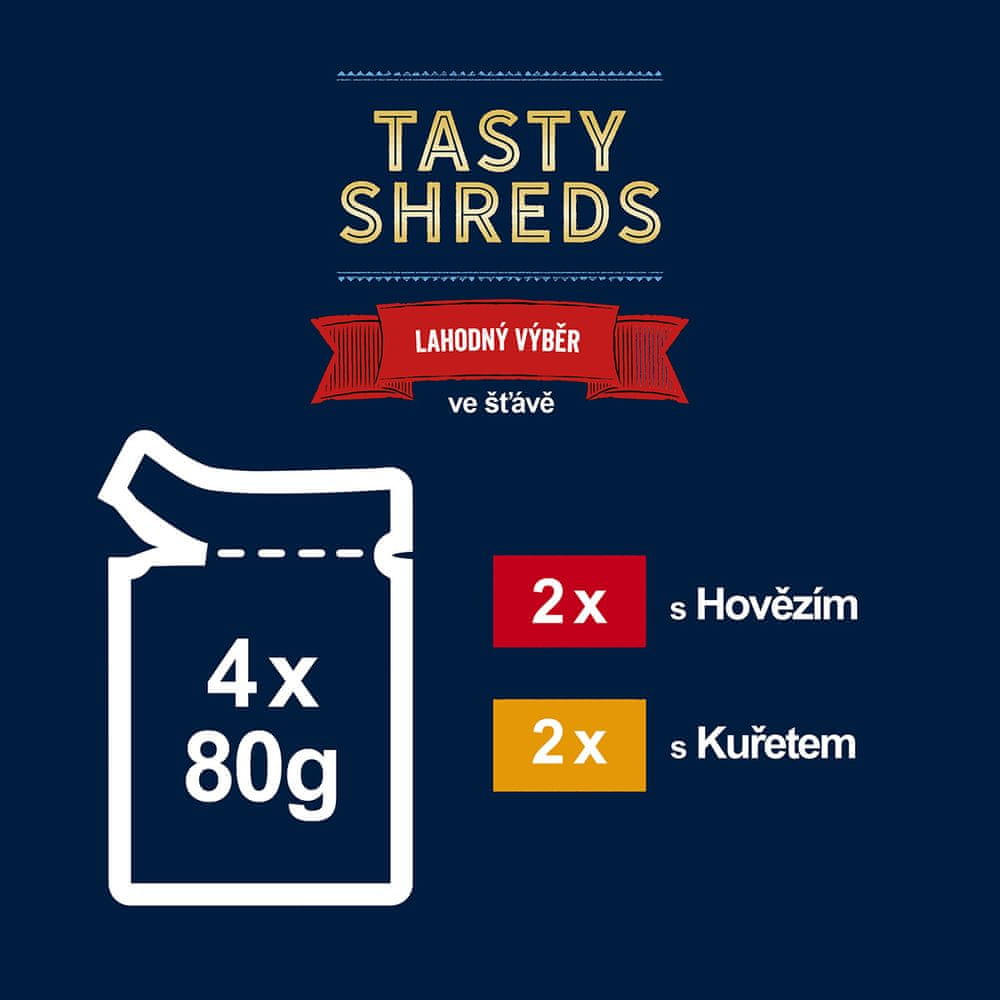 Levně Felix FANTASTIC Tasty Shreds multipack hovězí, kuře ve šťávě 48x80 g