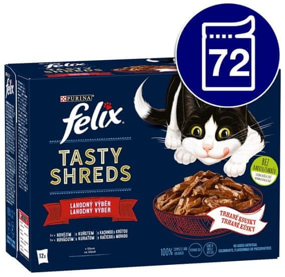 Levně Felix FANTASTIC Tasty Shreds multipack lahodný výběr ve šťávě 72x80 g