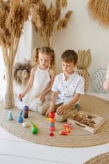 Ulanik Montessori dřevěná hračka „Small Peg Dolls with Hats and Balls‟