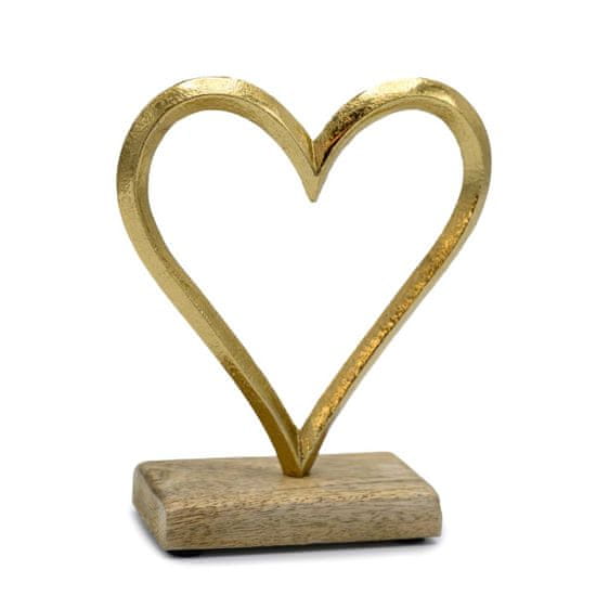 Gehlmann Srdce zlaté kovové na dřevěném podstavci Velikost: Malé