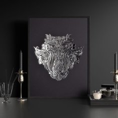 PixadoArt Sova 3D Stříbrný Plakát