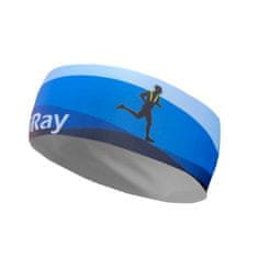 EquiRay Sportovní čelenka s modrým motivem a siluety běžců