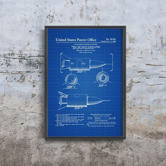 Vintage Posteria Retro plakát Patent na vesmírném prostoru Spojených států A1 - 60x85 cm