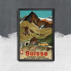 Vintage Posteria Retro plakát Švýcarské alpy A4 - 21x29,7 cm