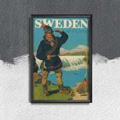 Vintage Posteria Retro plakát Švédsko lappland A2 - 42x59,4 cm