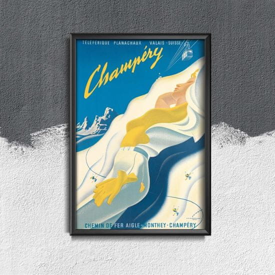 Vintage Posteria Dekorativní plakát Švýcarsko champery A1 - 60x85 cm