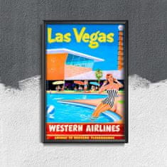 Vintage Posteria Dekorativní plakát Las vegas western airlines A1 - 59,4x84,1 cm