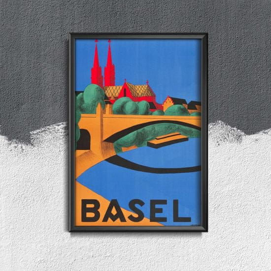 Vintage Posteria Dekorativní plakát Basilej švýcarsko