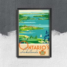 Vintage Posteria Dekorativní plakát Ontario canada lakelands A4 - 21x29,7 cm