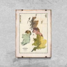 Vintage Posteria Retro plakát Stará mapa Velké Británie a Irska A1 - 59,4x84,1 cm